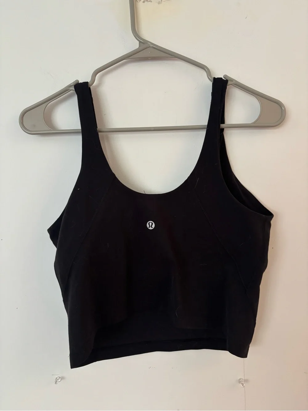 lululemon black stretchy athletic padded sports bra crop tank top workout top🖤